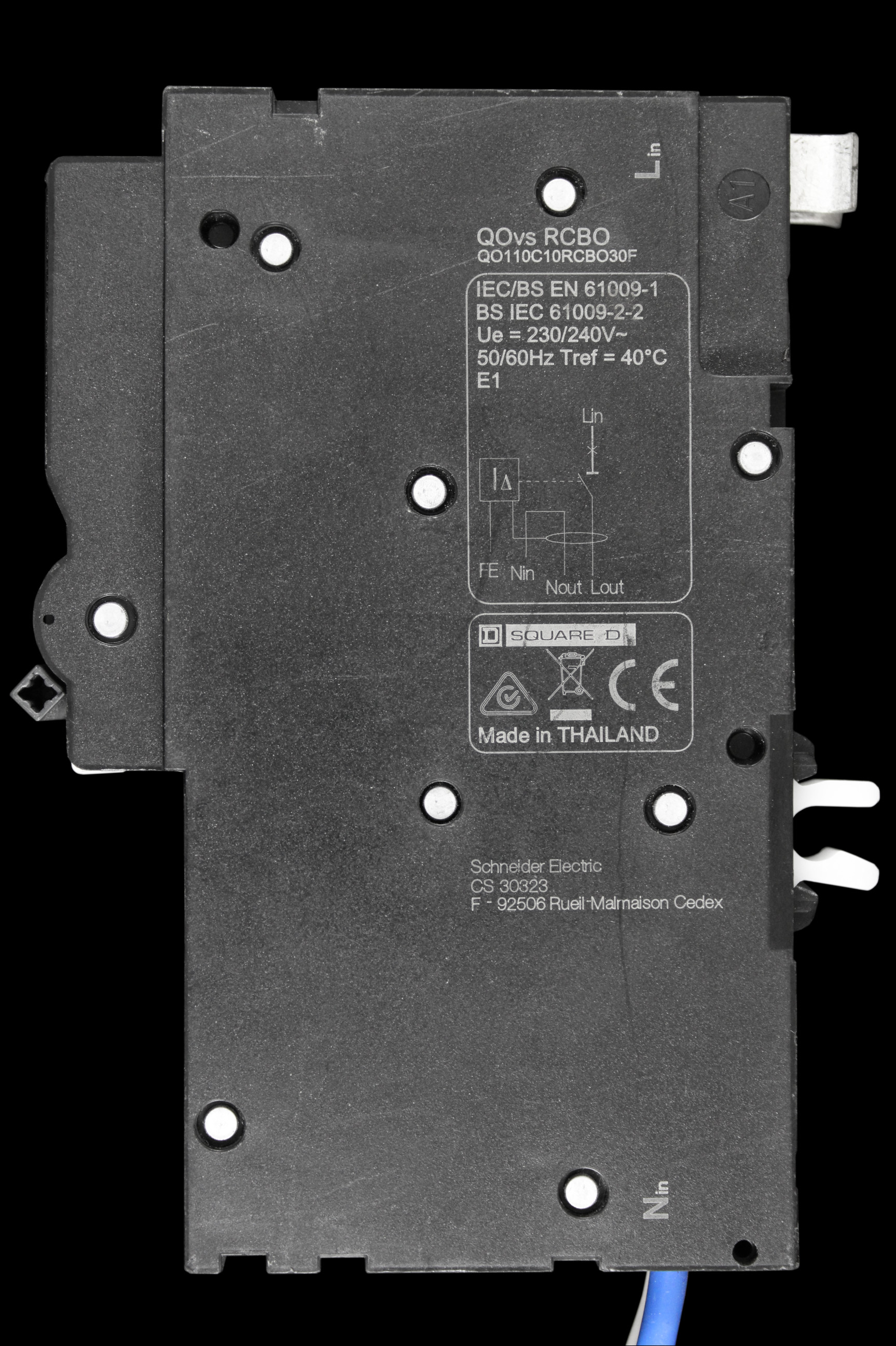 SCHNEIDER 10 AMP CURVE C 10kA 30mA RCBO TYPE AC QO110C10RCBO30F QOVS