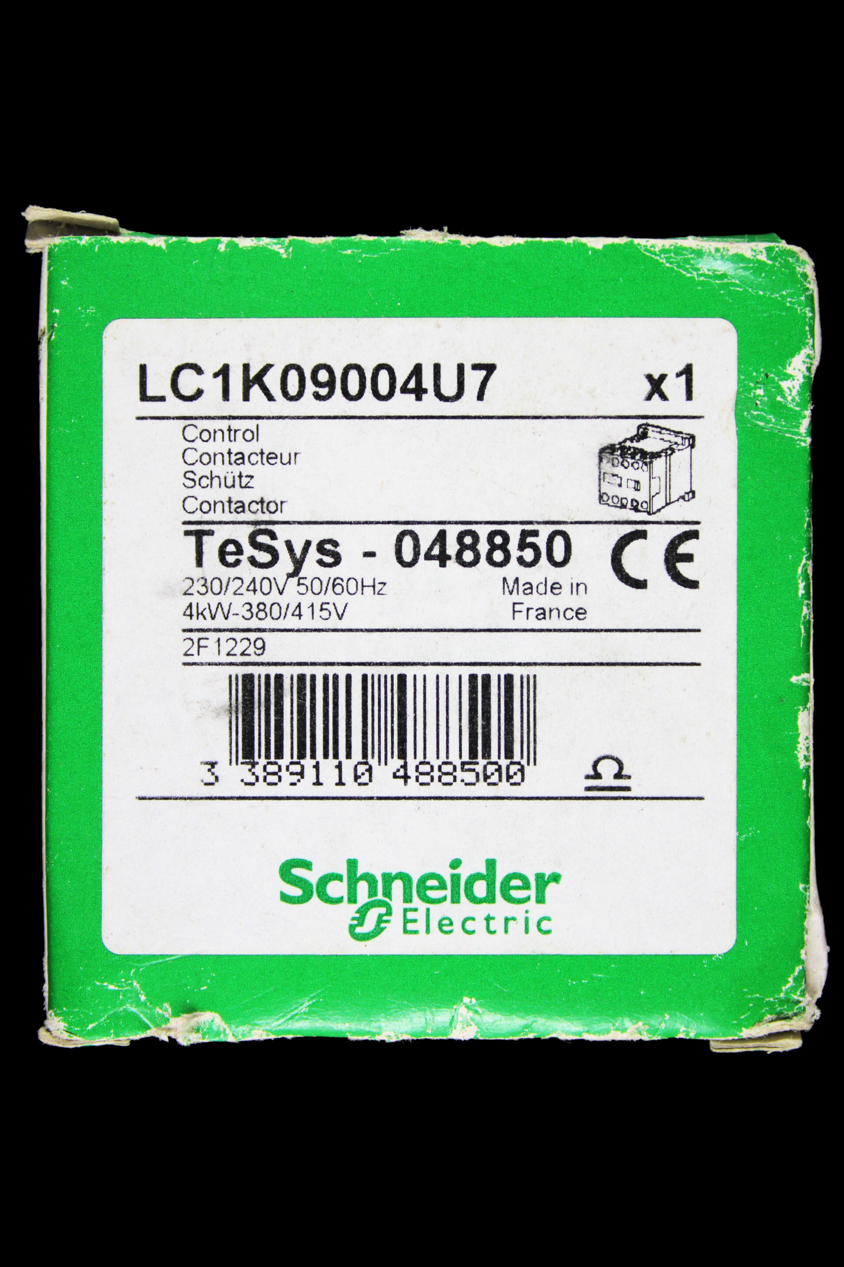 SCHNEIDER 20 AMP FOUR POLE NO CONTACTOR 230/240V COIL LC1K09004U7