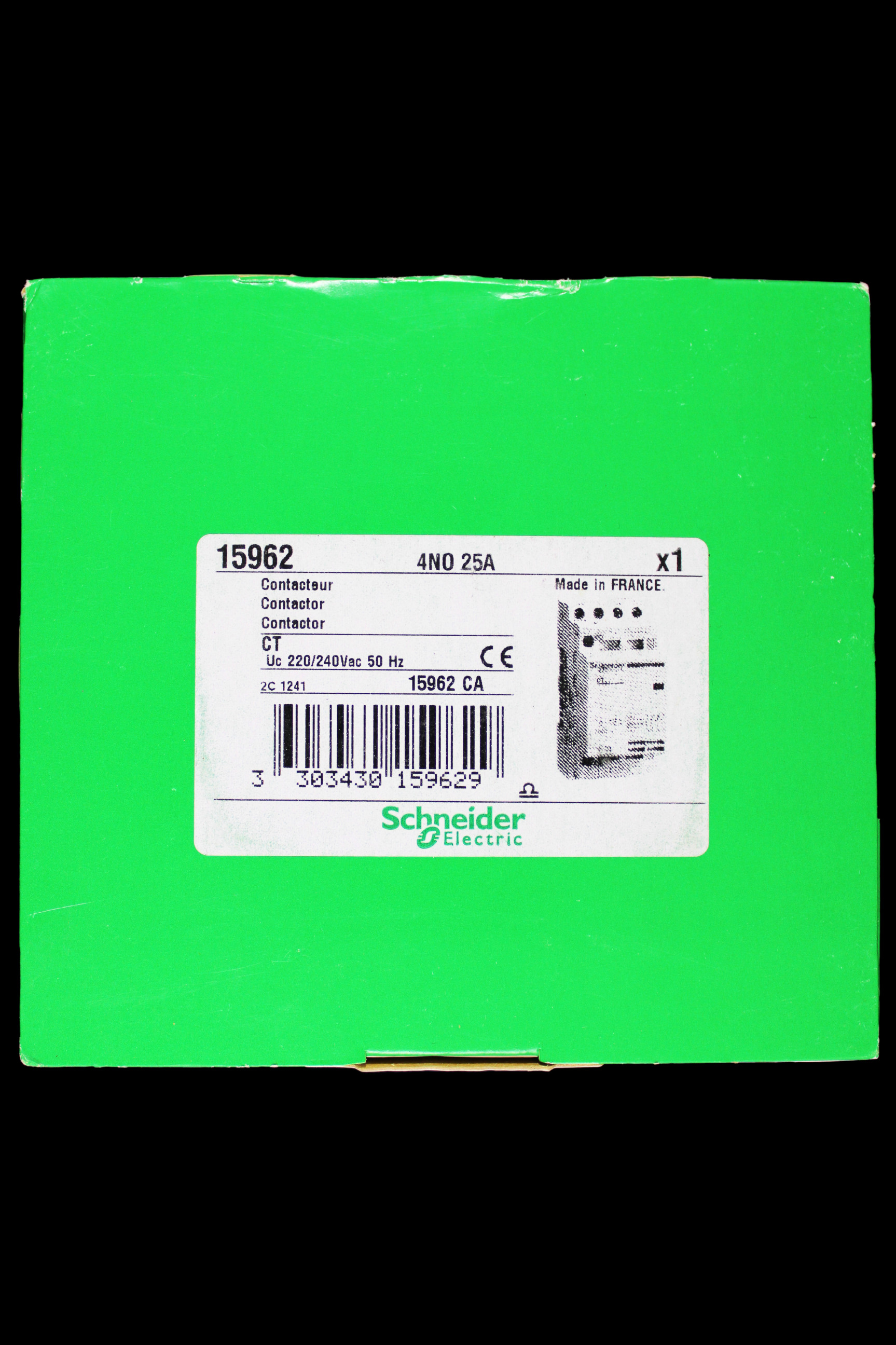 SCHNEIDER 25 AMP FOUR POLE NO CONTACTOR 220/240V COIL 15962
