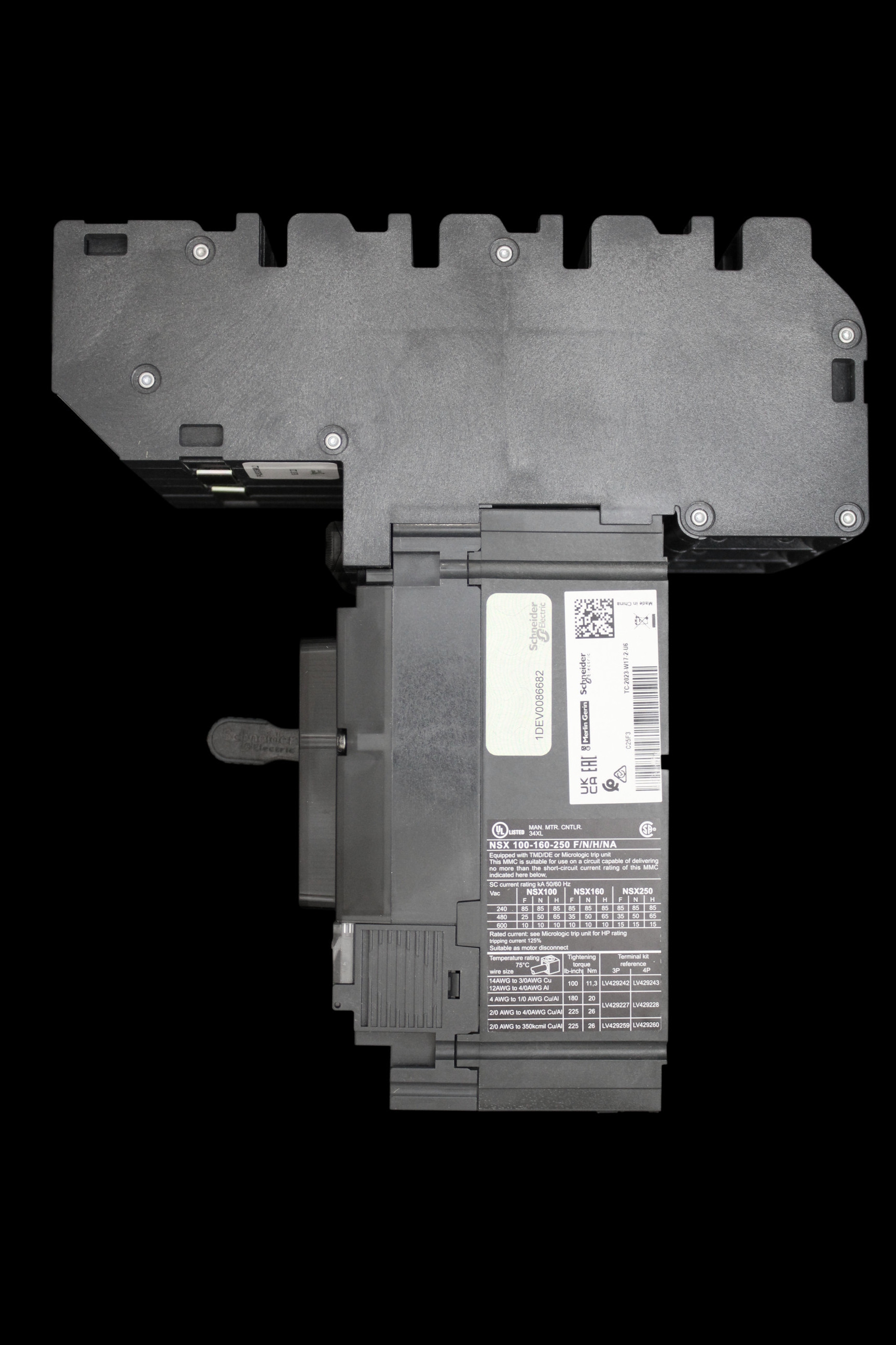 SCHNEIDER 250 AMP 36kA TRIPLE POLE MCCB NSX250F PP42503X36ML2