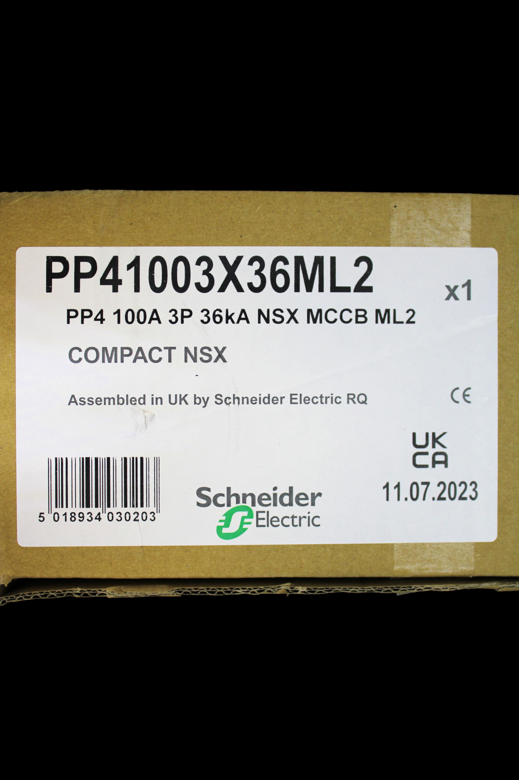 SCHNEIDER 100 AMP 36kA TRIPLE POLE MCCB PP41003X36ML2 NSX100F