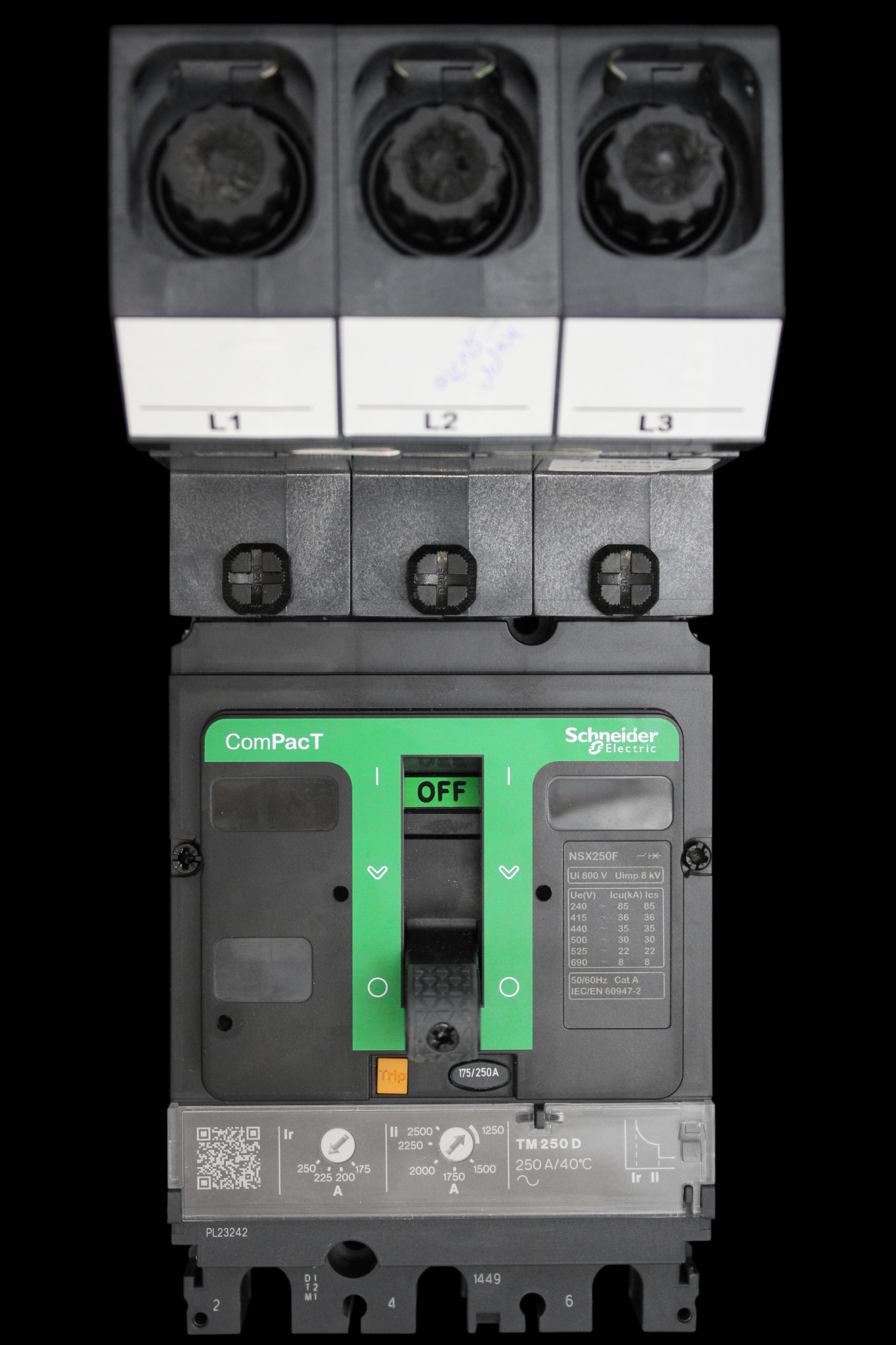 SCHNEIDER 250 AMP 36kA TRIPLE POLE MCCB PP42503X NSX250F