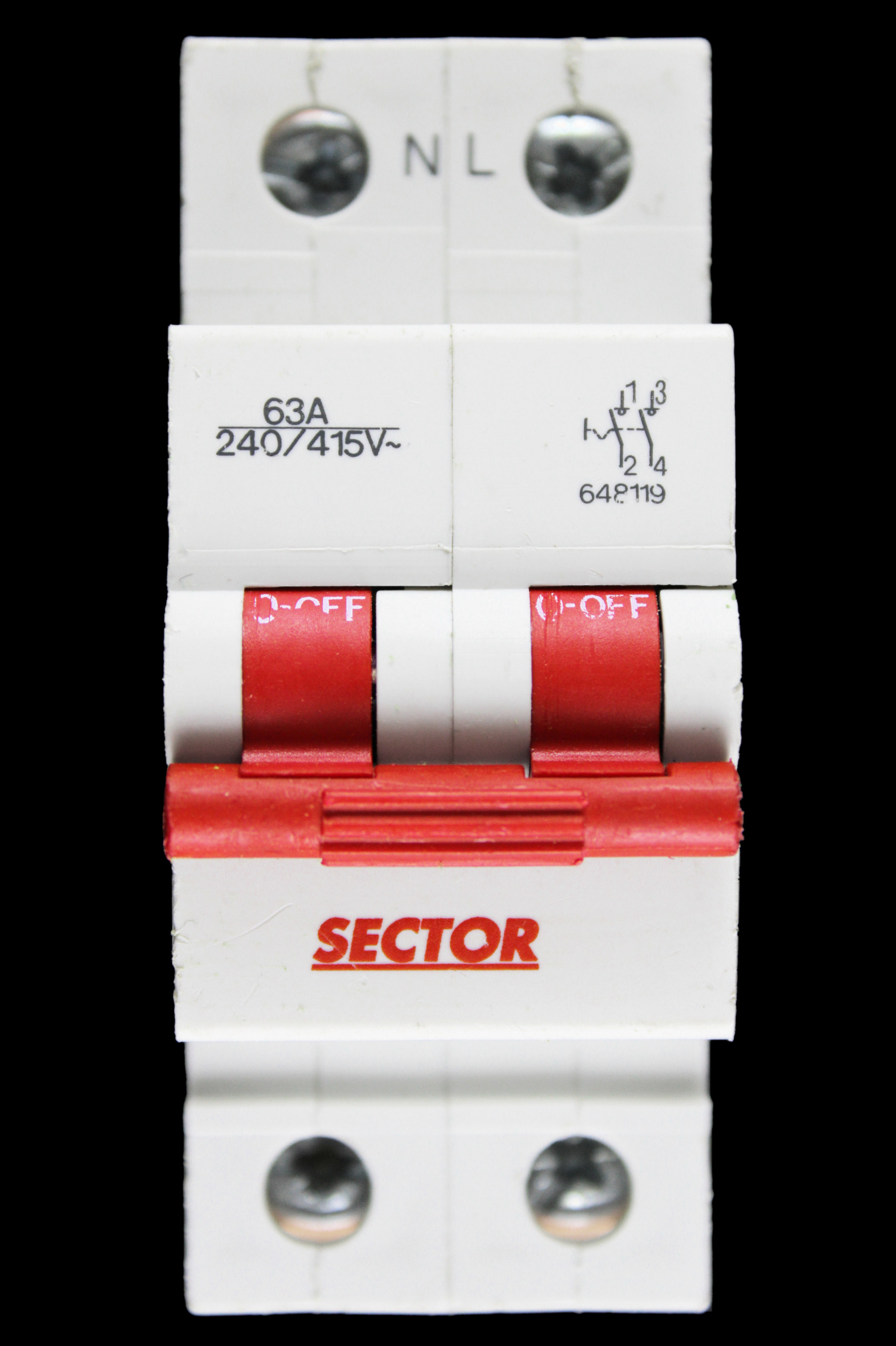 SECTOR 63 AMP DOUBLE POLE MAIN SWITCH DISCONNECTOR 648119