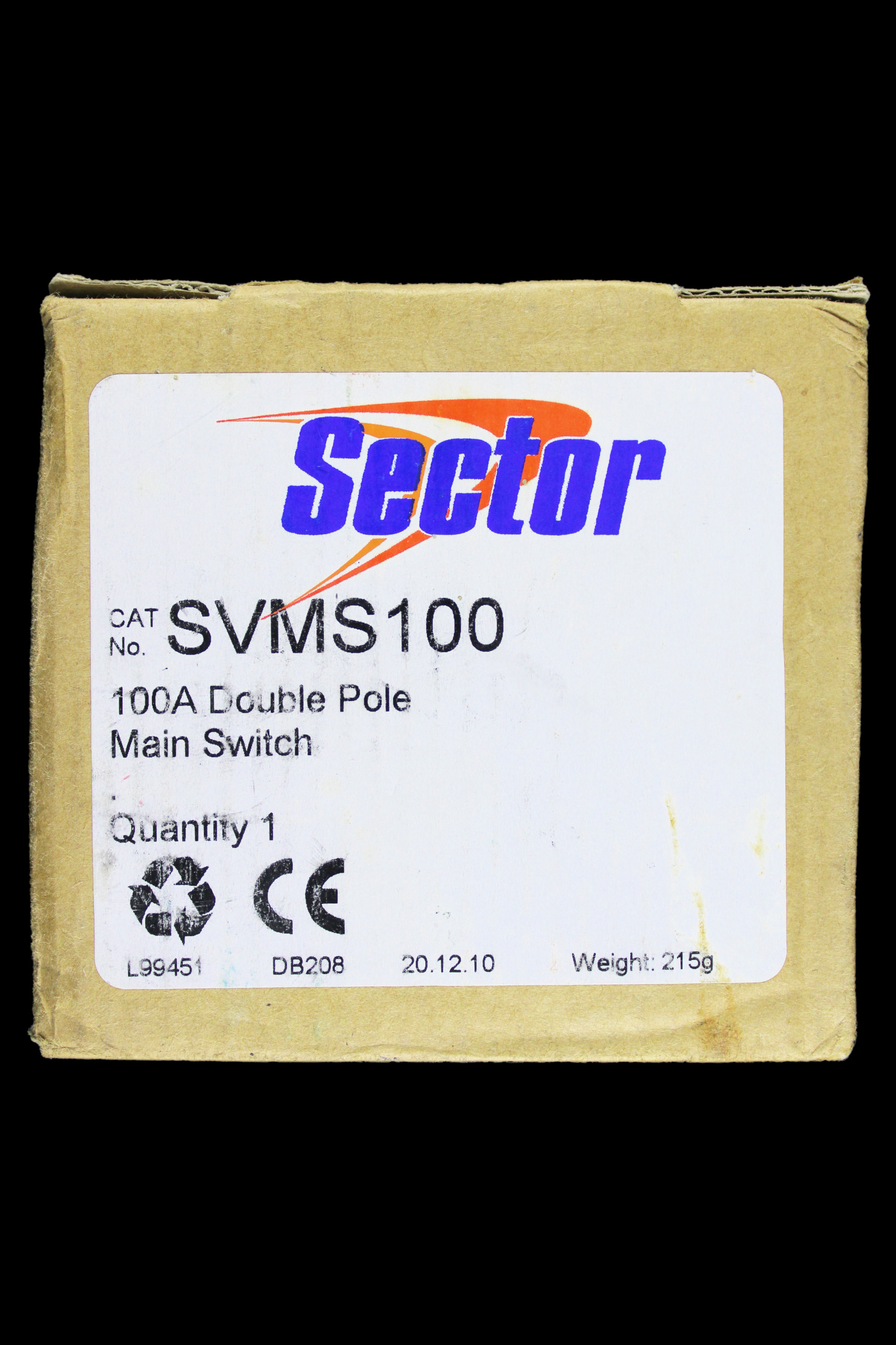 SECTOR 100 AMP DOUBLE POLE MAIN SWITCH DISCONNECTOR SVMS100 RED