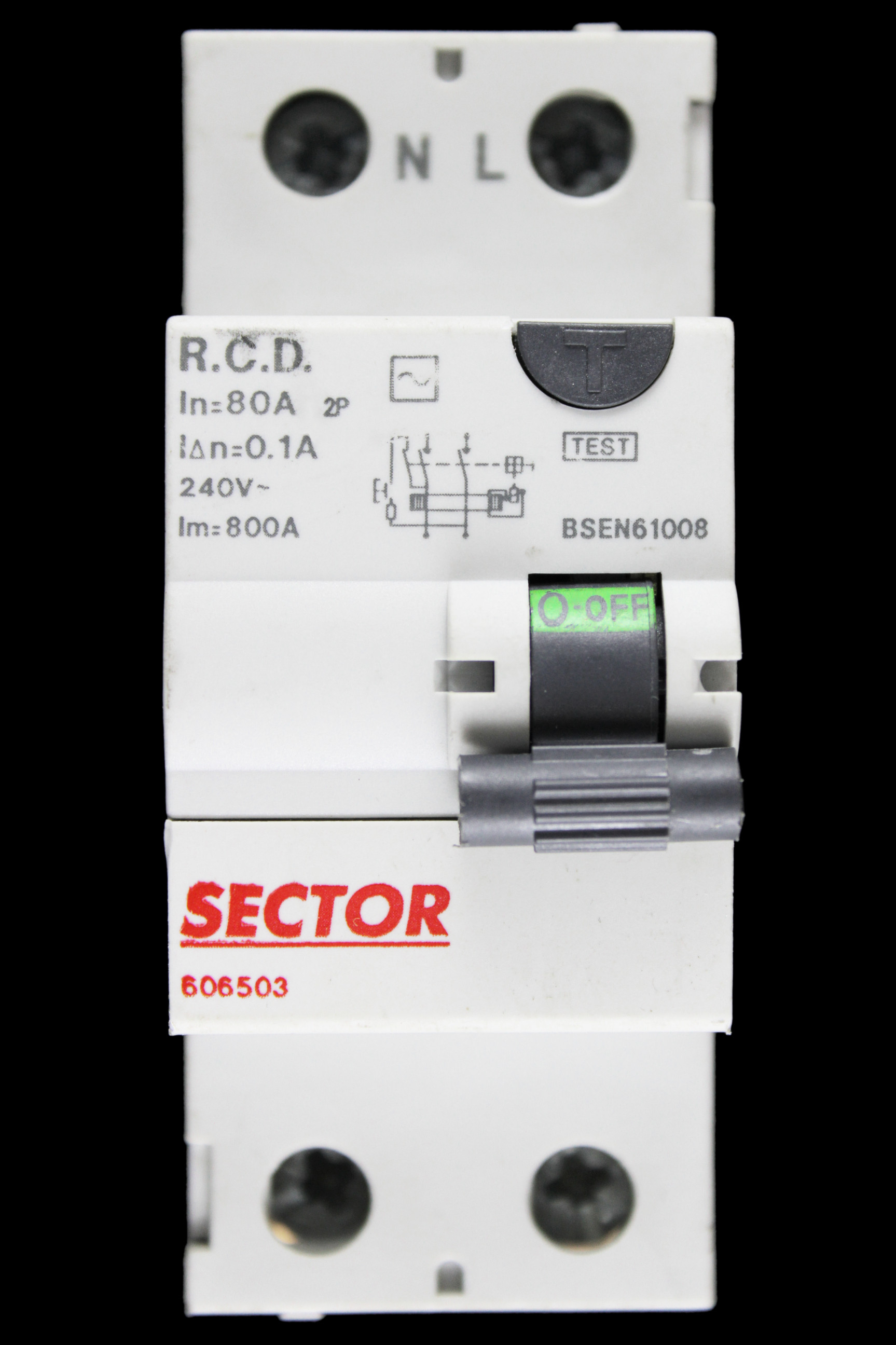 SECTOR 80 AMP 100mA DOUBLE POLE RCD TYPE AC 606503