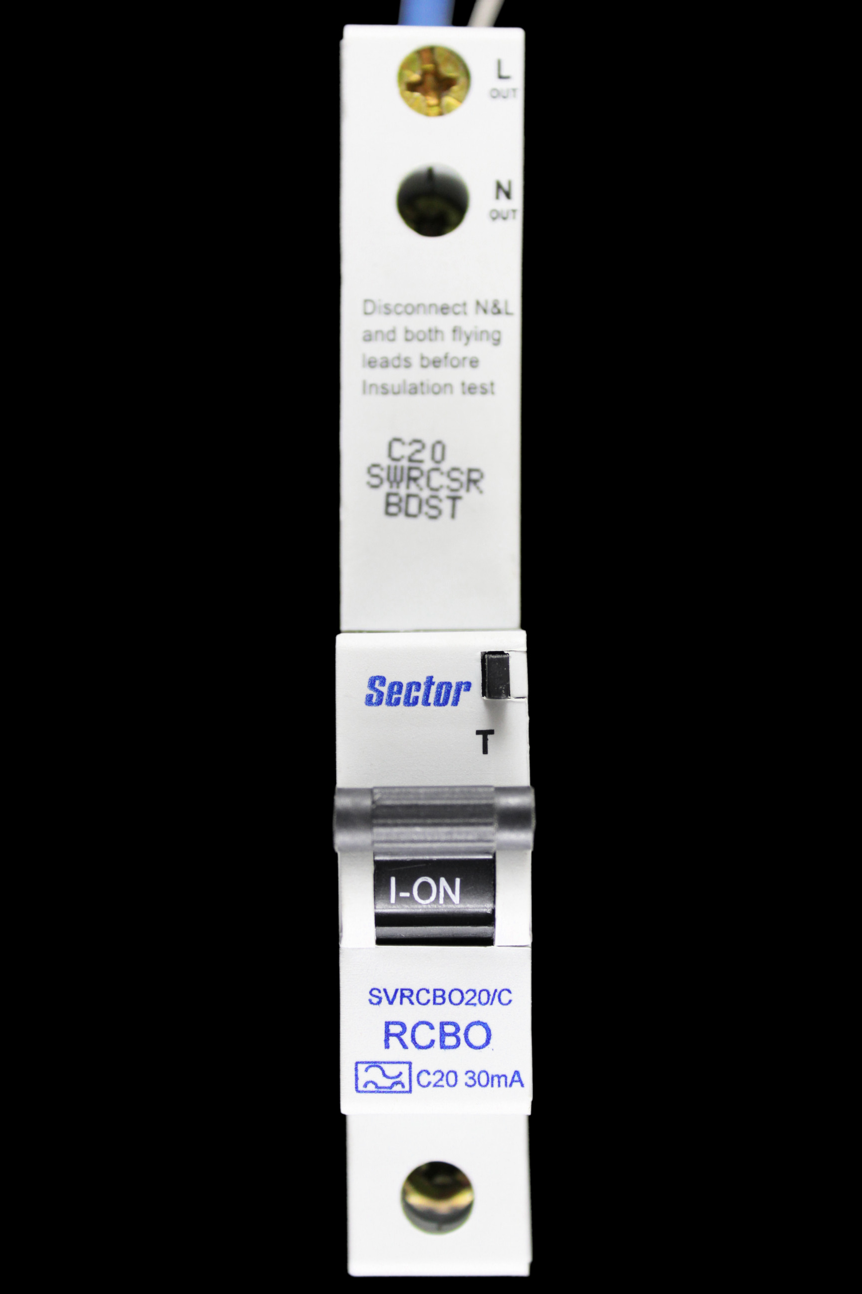 SECTOR 20 AMP CURVE C 6kA 30mA RCBO TYPE A SVRCBO20/C BLUE