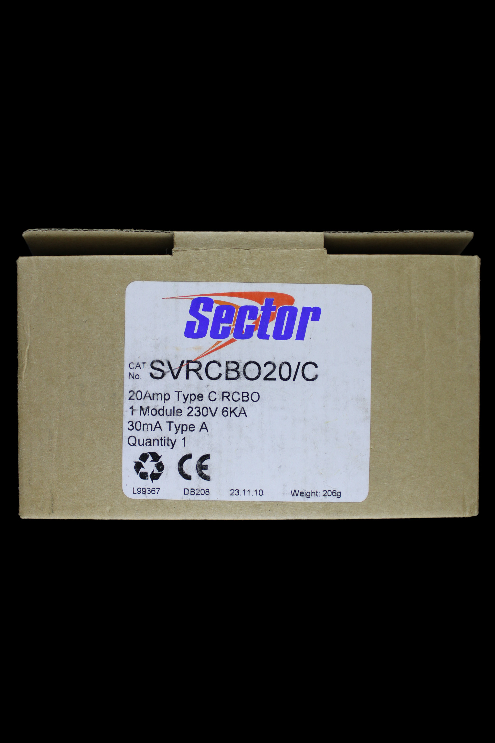 SECTOR 20 AMP CURVE C 6kA 30mA RCBO TYPE A SVRCBO20/C BLUE