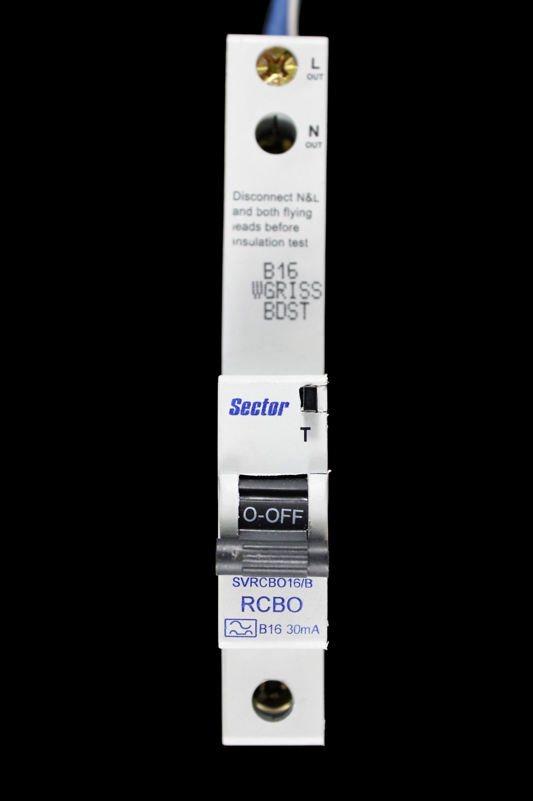 SECTOR 16 AMP CURVE B 6kA 30mA RCBO TYPE A SVRCBO16/B BLUE