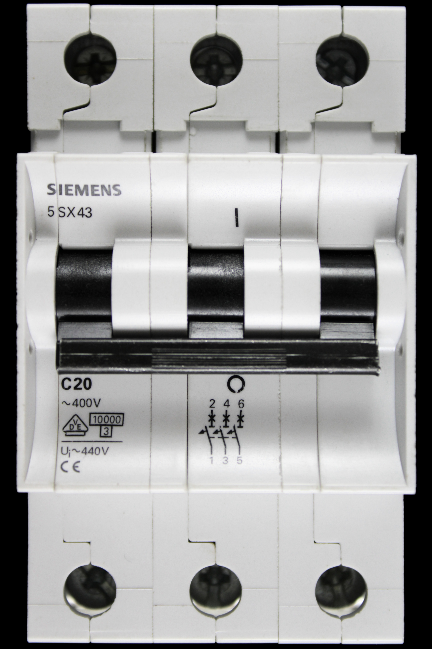 SIEMENS 20 AMP CURVE C 10kA TRIPLE POLE MCB CIRCUIT BREAKER 5SX43 5SX4