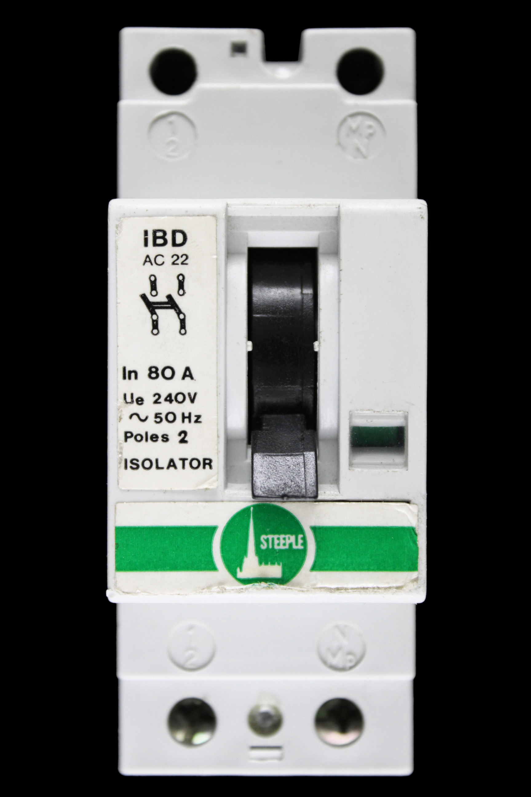 STEEPLE 80 AMP DOUBLE POLE MAIN SWITCH DISCONNECTOR IBD