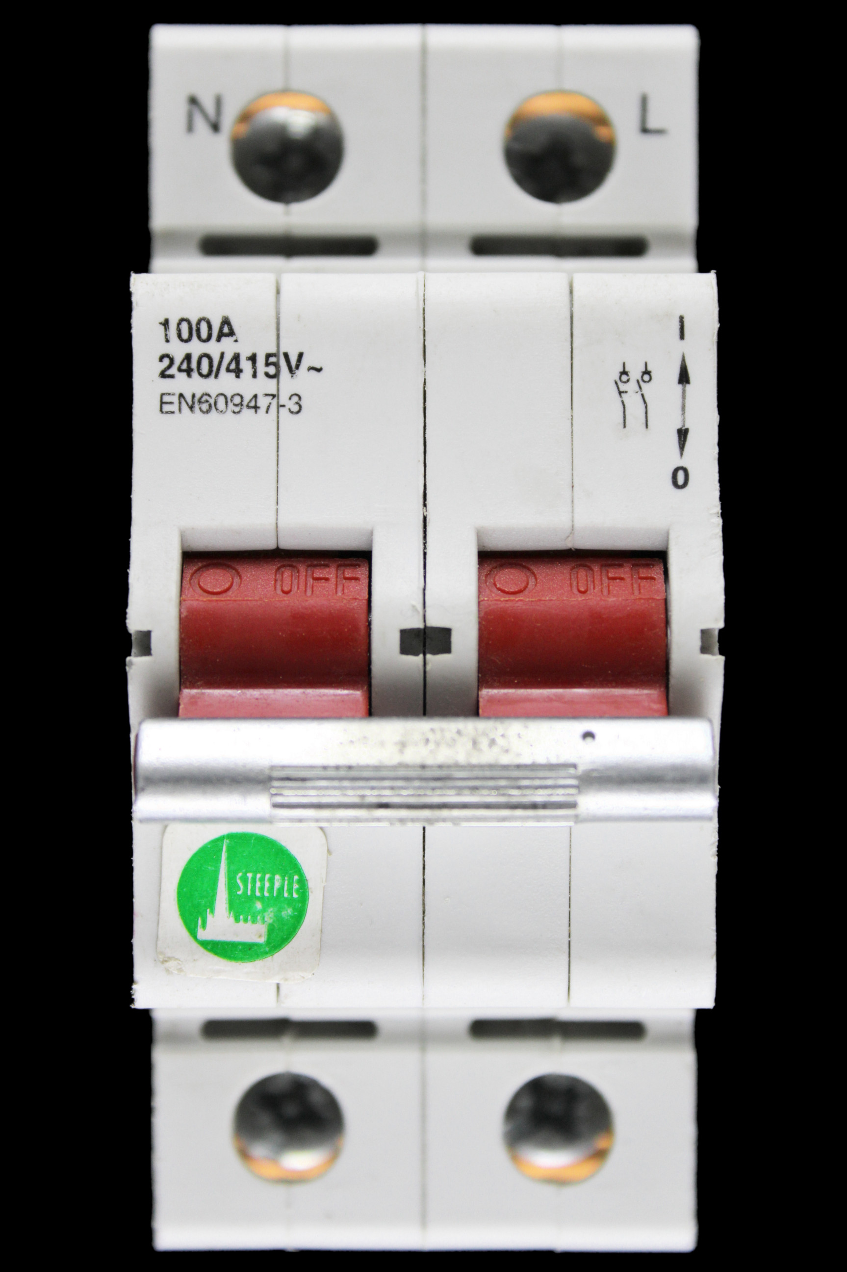 STEEPLE 100 AMP DOUBLE POLE MAIN SWITCH DISCONNECTOR