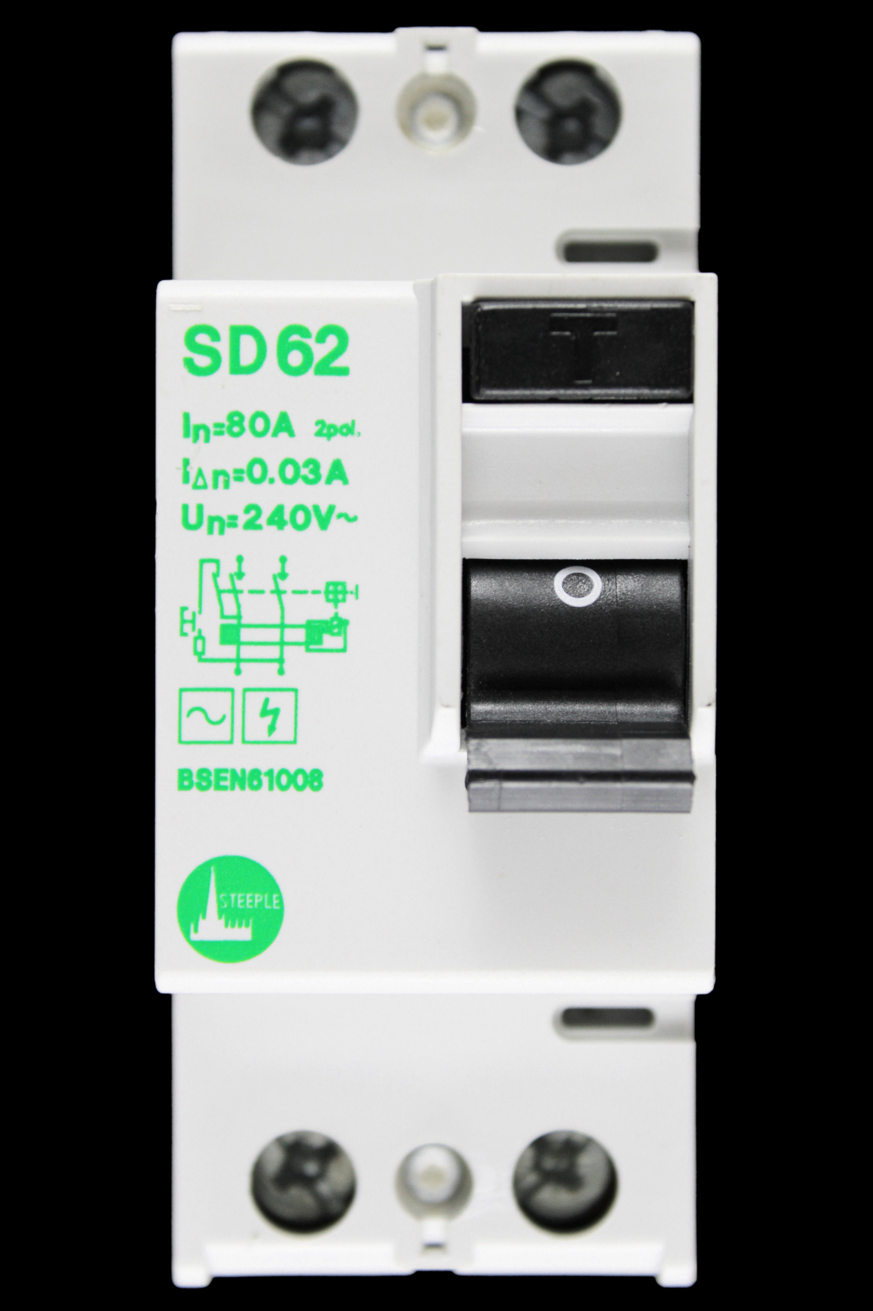 STEEPLE 80 AMP 30mA DOUBLE POLE RCD TYPE AC SD62