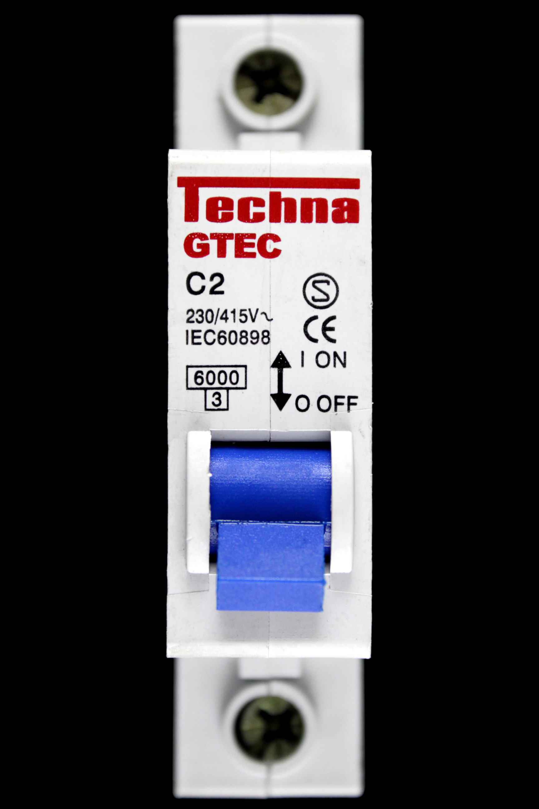 TECHNA 2 AMP CURVE C 6kA MCB CIRCUIT BREAKER GTEC GTEC1C02