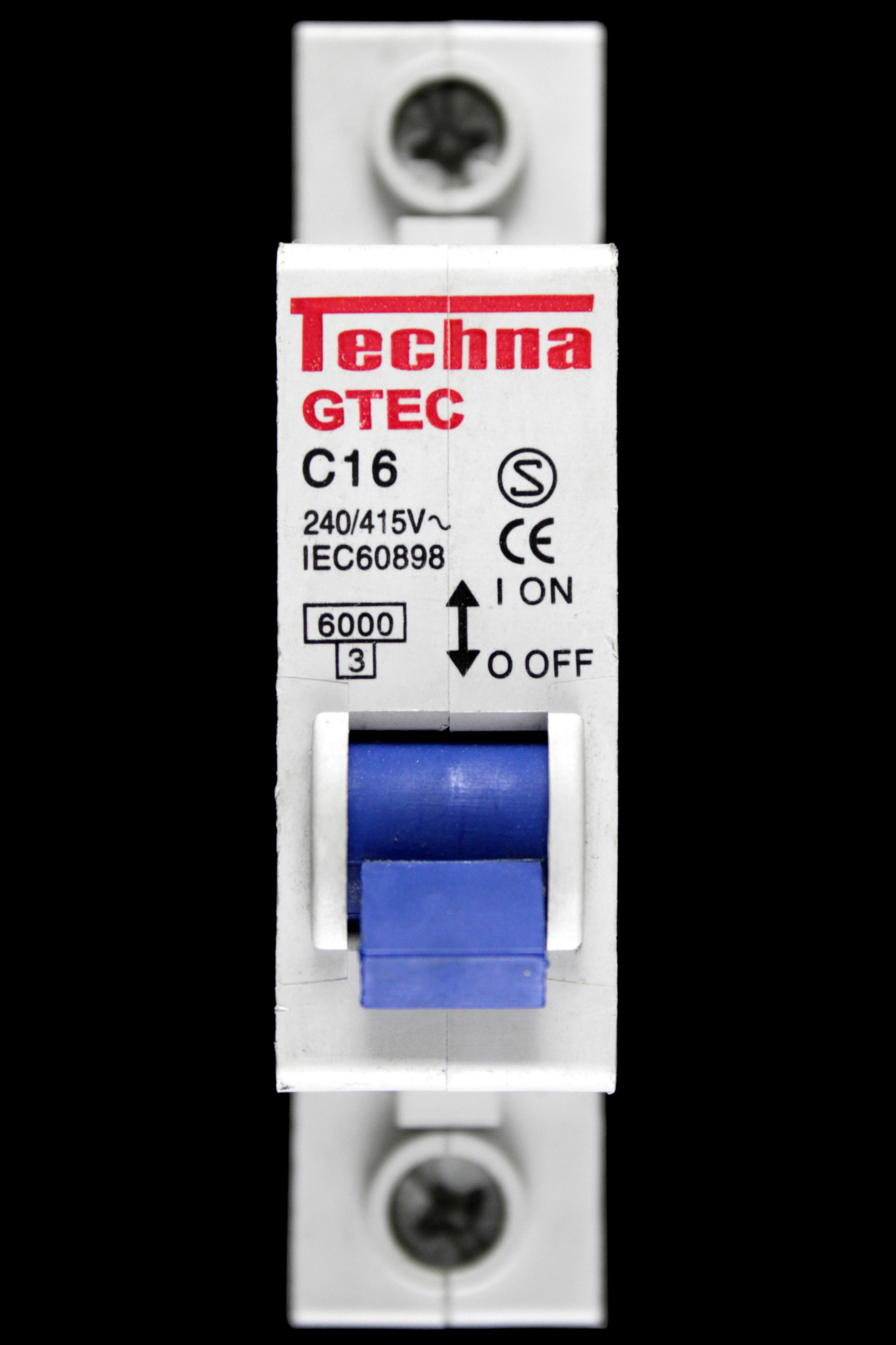 TECHNA 16 AMP CURVE C 6kA MCB CIRCUIT BREAKER 240/415V GTEC GTEC1C16