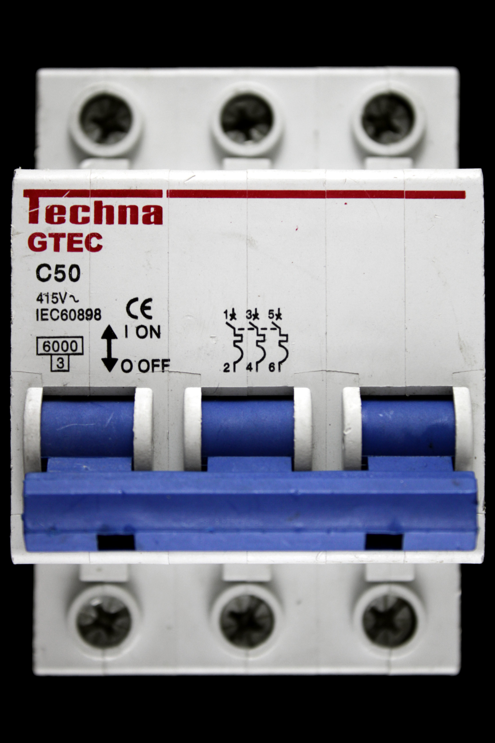TECHNA 50 AMP CURVE C 6kA TRIPLE POLE MCB CIRCUIT BREAKER GTEC GTEC3C50