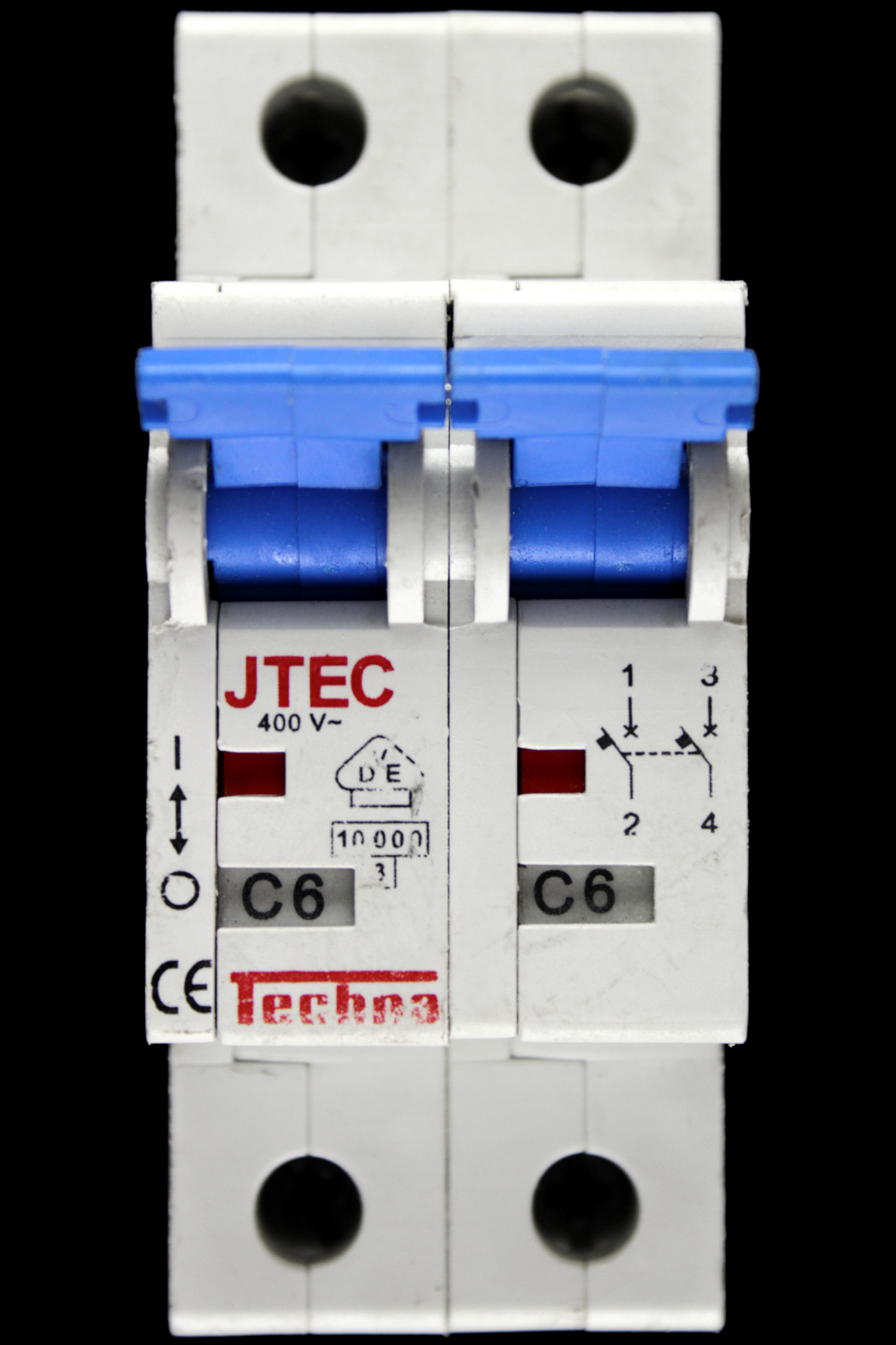 TECHNA 6 AMP CURVE C 10kA DOUBLE POLE MCB CIRCUIT BREAKER JTEC JTEC2C06