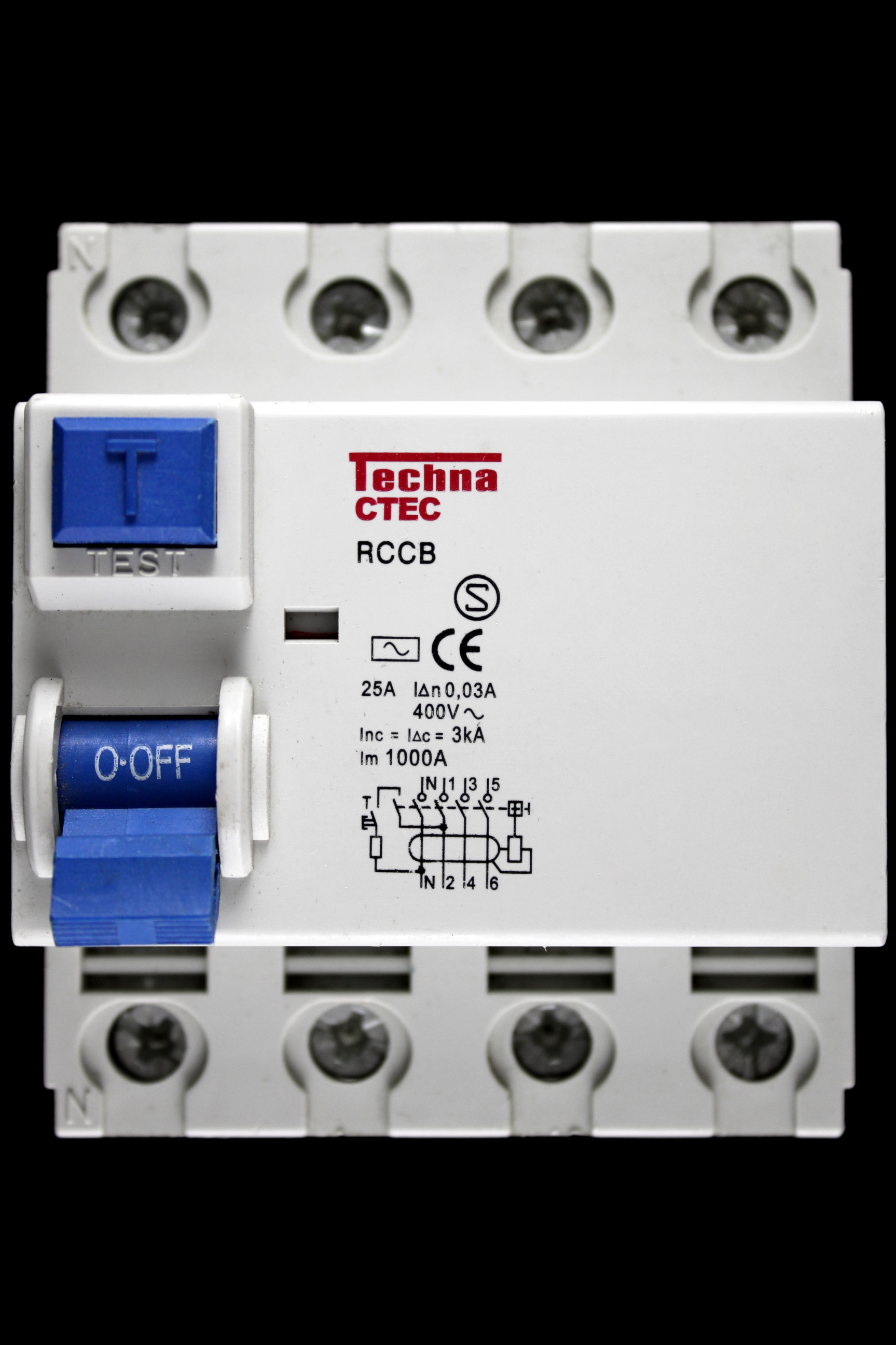 TECHNA 25 AMP 30mA FOUR POLE RCCB TYPE AC CTEC CTEC-425-030