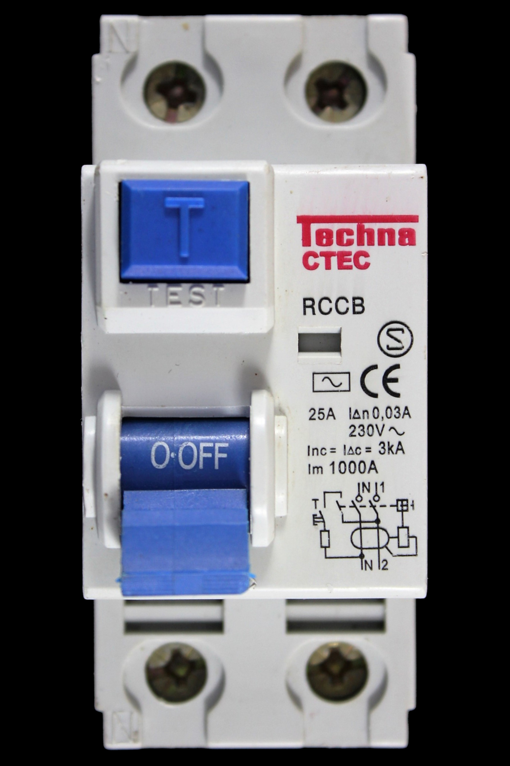 TECHNA 25 AMP 30mA DOUBLE POLE RCCB RCD TYPE AC CTEC CTEC-225-030