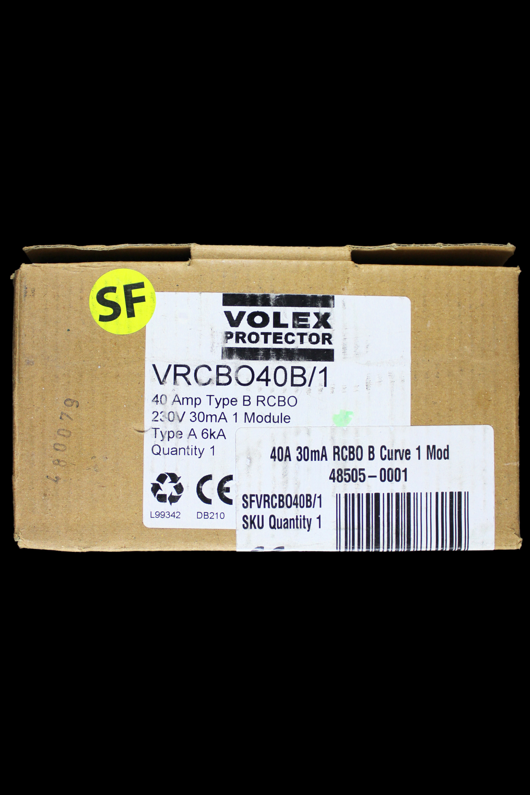 VOLEX 40 AMP CURVE B 6kA 30mA RCBO TYPE A VRCBO40B/1