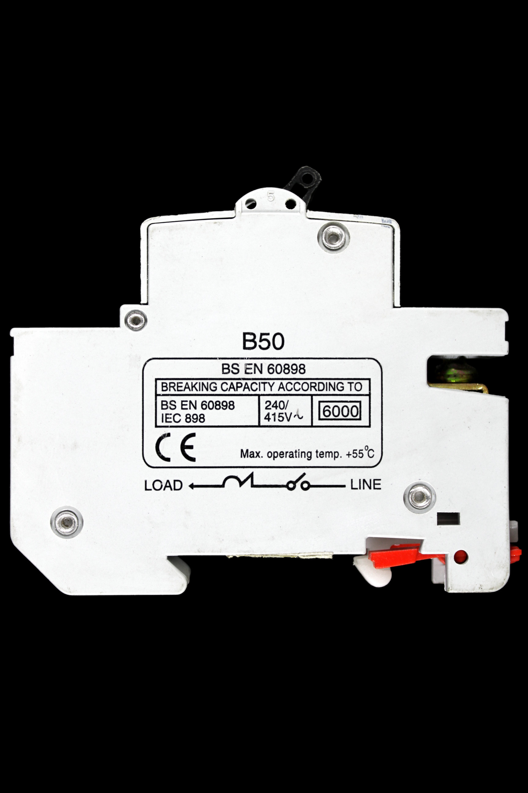 VOLEX 50 AMP CURVE B 6kA MCB CIRCUIT BREAKER VB50 RED CLIP