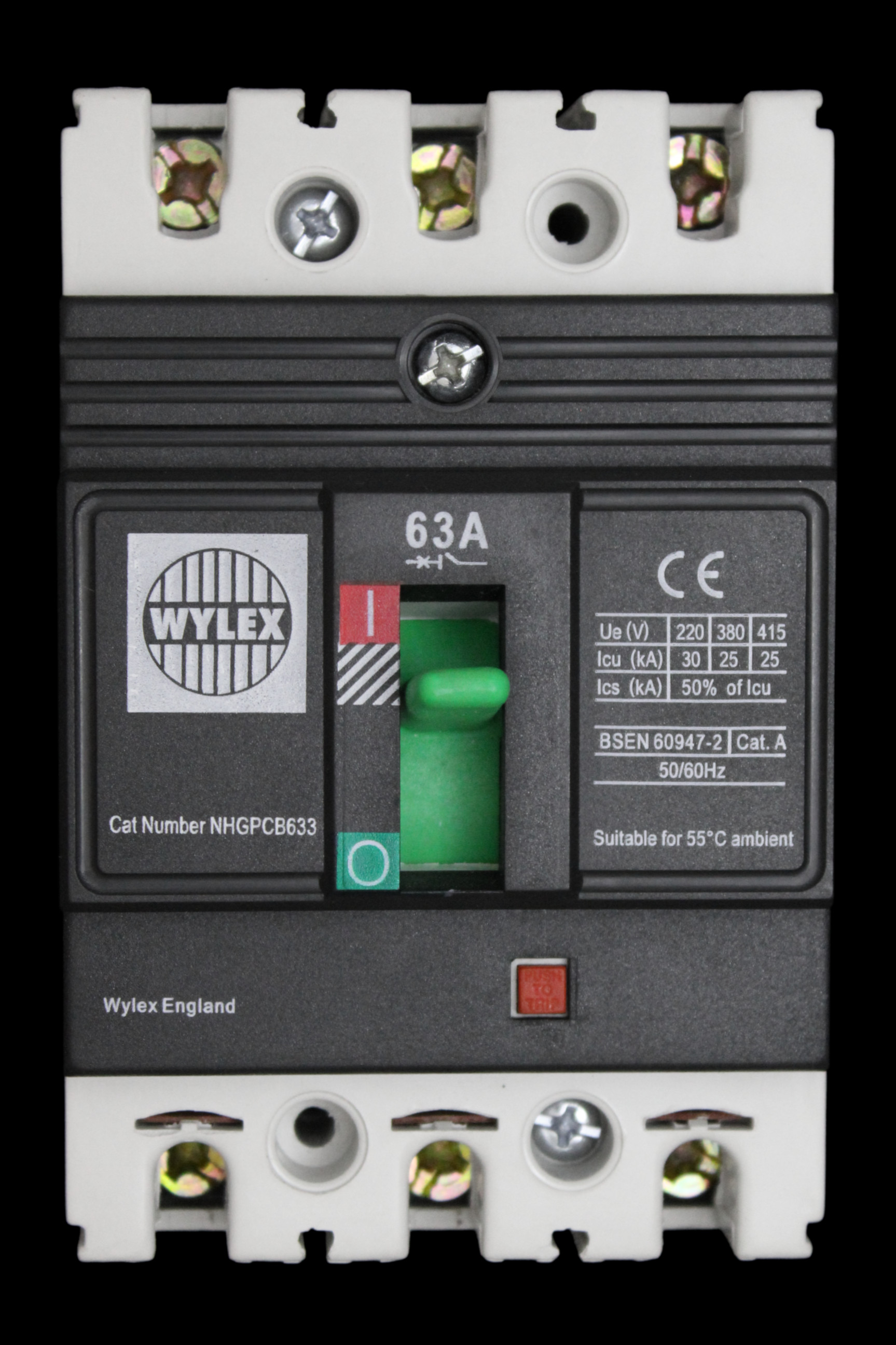 WYLEX 63 AMP 25kA TRIPLE POLE MCCB NHGPCB633