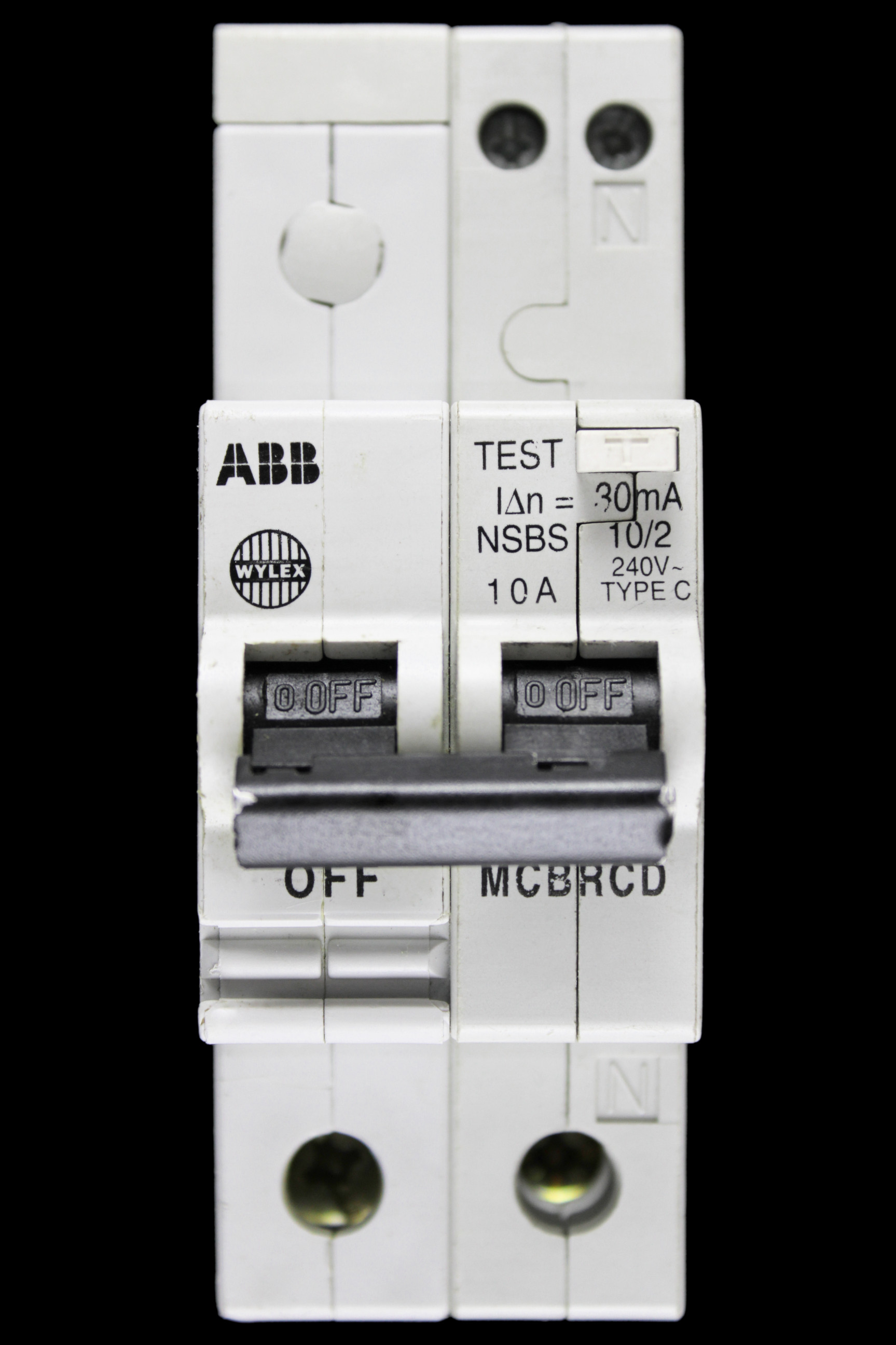 ABB WYLEX 10 AMP CURVE C M6 30mA DOUBLE POLE RCBO MCB RCD NSBS 10/2