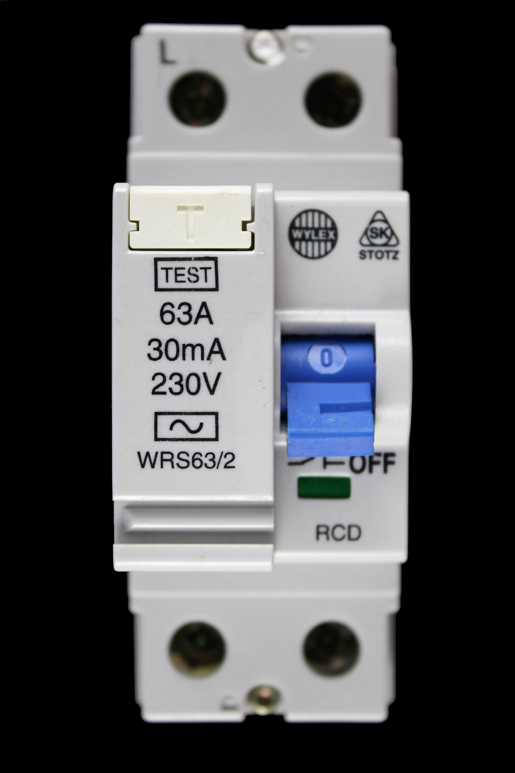 WYLEX 63 AMP 30mA DOUBLE POLE RCD TYPE AC WRS63/2 STOTZ