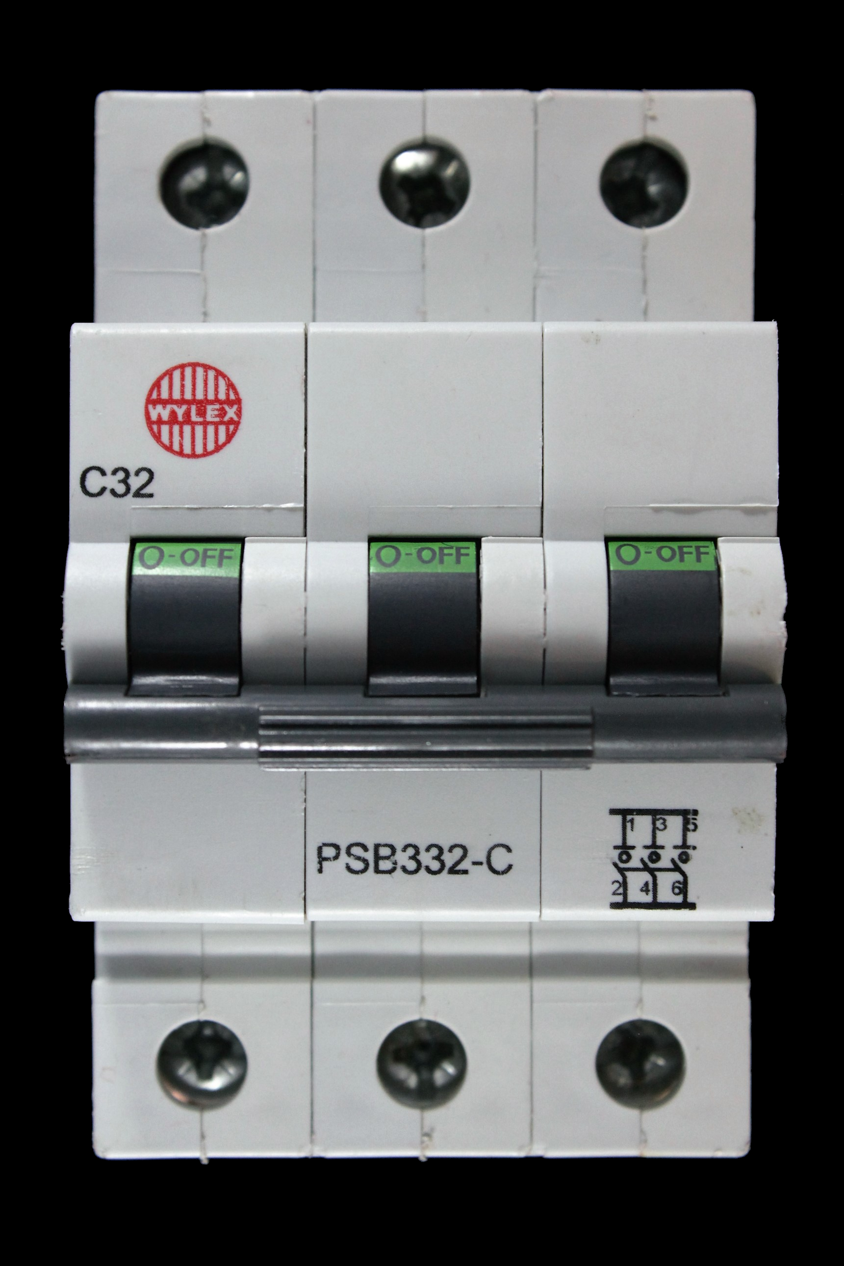 WYLEX 32 AMP CURVE C 10kA TRIPLE POLE MCB CIRCUIT BREAKER PSB332-C