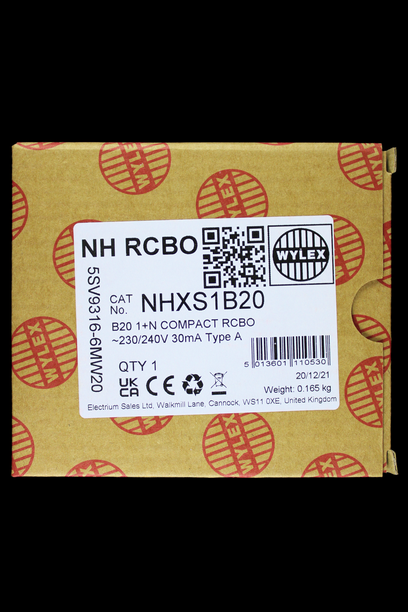 WYLEX 20 AMP CURVE B 6kA 30mA RCBO TYPE A NHXS1B20