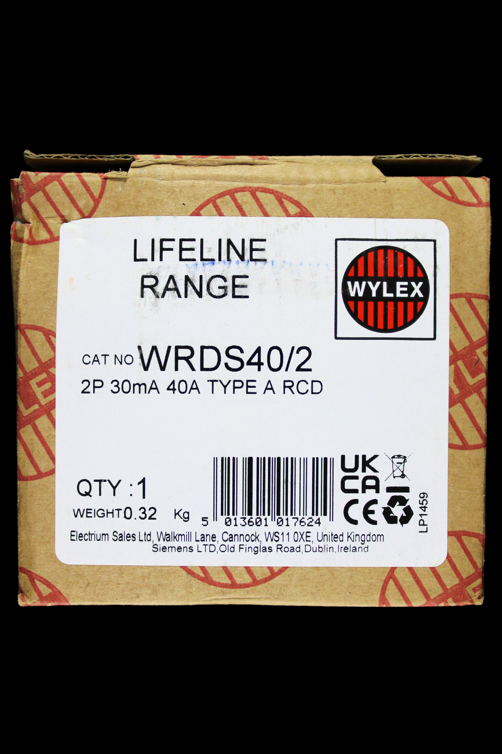 WYLEX 40 AMP 30mA DOUBLE POLE RCD TYPE A WRDS40/2