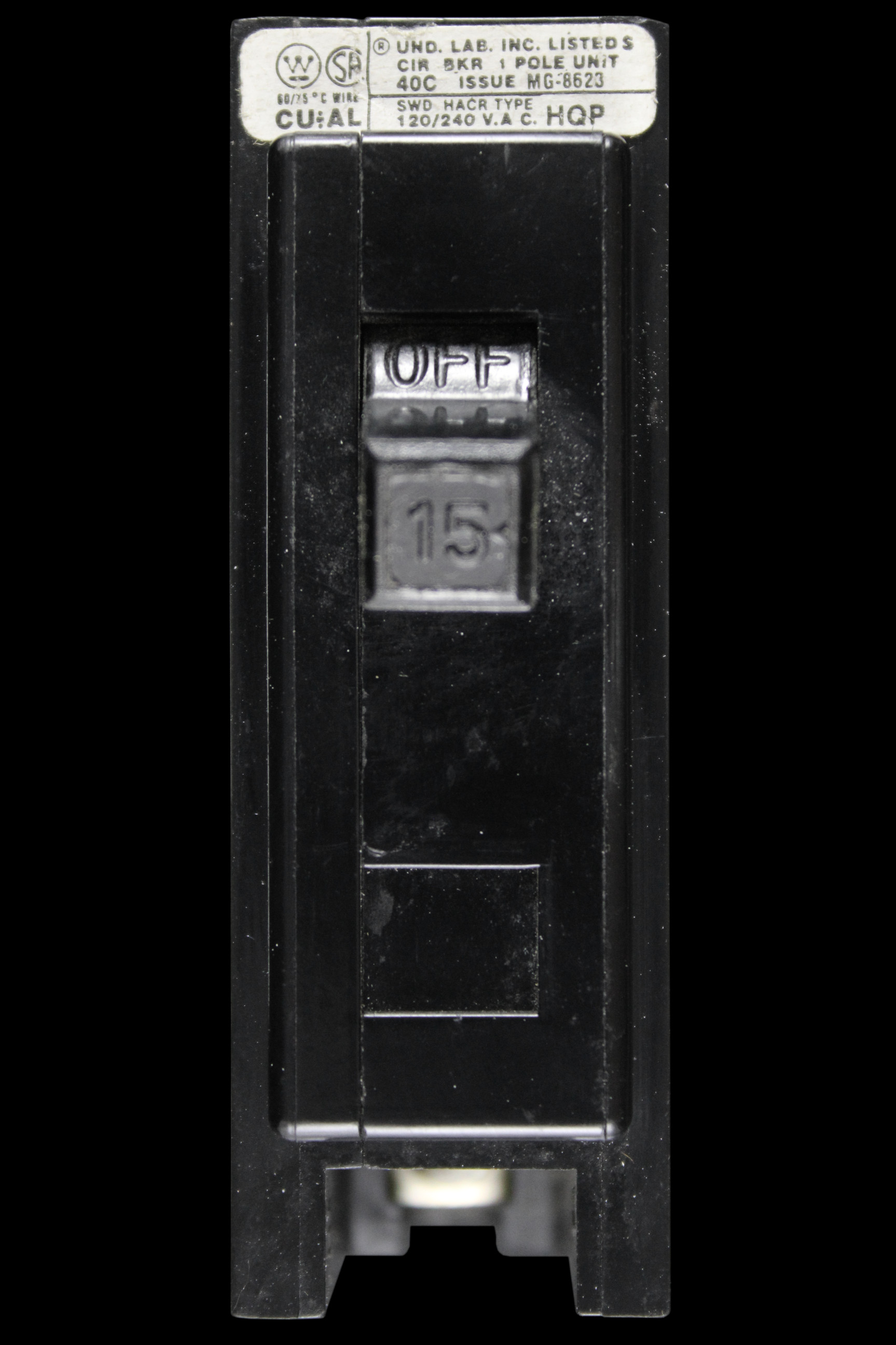 WESTINGHOUSE 15 MCB 10kA CIRCUIT BREAKER QUICKLAG CU-AL HQP
