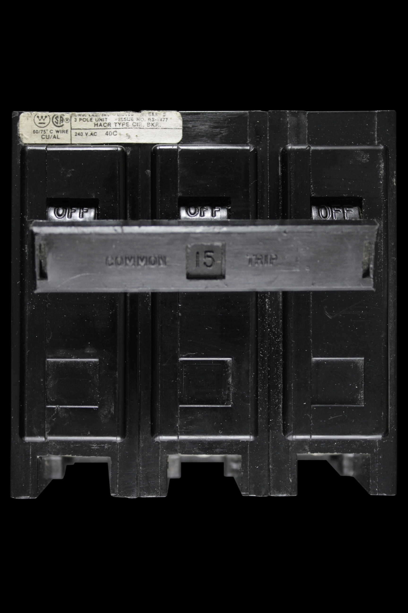 WESTINGHOUSE 15 MCB TRIPLE POLE 10kA CIRCUIT BREAKER HQP3015H