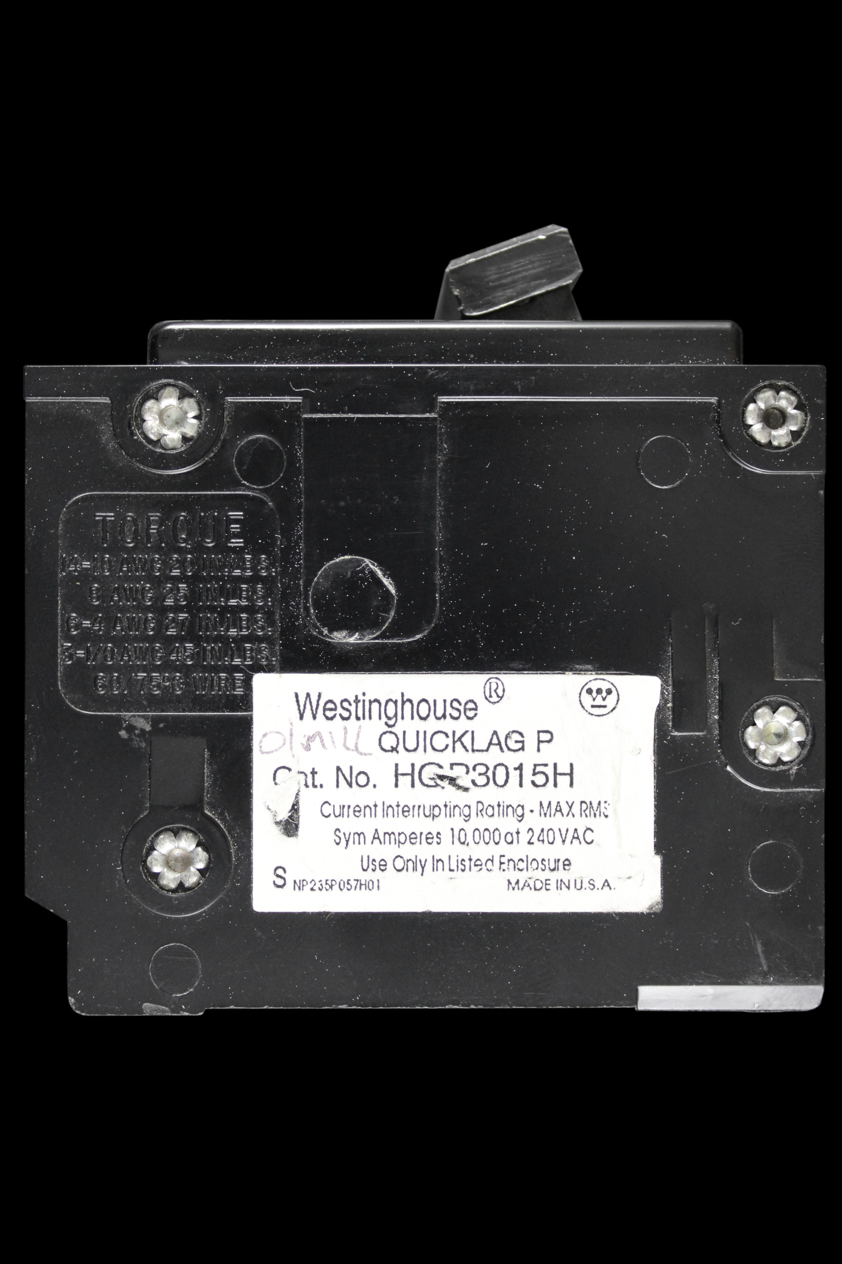 WESTINGHOUSE 15 MCB TRIPLE POLE 10kA CIRCUIT BREAKER HQP3015H