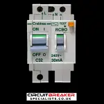CRABTREE 32 AMP CURVE C 10kA 30mA DOUBLE POLE RCBO TYPE AC POLESTAR