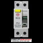 WYLEX 63 AMP 30mA DOUBLE POLE RCD TYPE AC WRS63/2