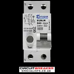 EUROPA 40 AMP CURVE B 6kA 30mA DOUBLE POLE RCBO TYPE AC EUBLM