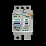 CRABTREE 16 AMP CURVE C 10kA 30mA DOUBLE POLE RCBO TYPE A POLESTAR