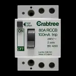 CRABTREE 80 AMP 100mA DOUBLE POLE RCCB RCD 528/100