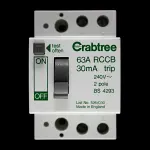CRABTREE 63 AMP 30mA DOUBLE POLE RCCB RCD 526/030