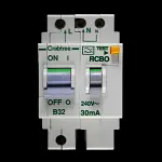 CRABTREE B 32 RCBO DOUBLE POLE 10kA 30mA TYPE A POLESTAR