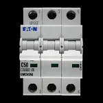 EATON 50 AMP CURVE C 10kA TRIPLE POLE MCB CIRCUIT BREAKER EMCH350