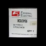 FEDERAL 6 AMP CURVE C 10kA TRIPLE POLE MCB CIRCUIT BREAKER STABLOK HCA HCA3P06