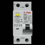 C-PAK B 16 RCBO DOUBLE POLE 6kA 30mA TYPE AC AUB1L CPRO 16/2B