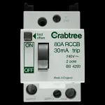 CRABTREE 80 AMP 30mA DOUBLE POLE RCCB