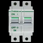 CRABTREE 6 AMP CURVE D 16kA DOUBLE POLE MCB CIRCUIT BREAKER POLESTAR