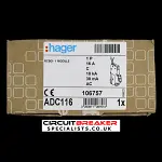 HAGER C 16 RCBO 10kA 30mA TYPE AC 106757 ADC116