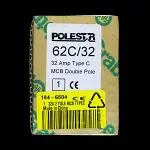 CRABTREE 32 AMP CURVE C 16kA DOUBLE POLE MCB CIRCUIT BREAKER POLESTAR 62C/32