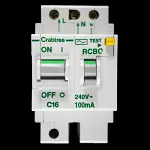 CRABTREE 16 AMP CURVE C 10kA 100mA DOUBLE POLE RCBO TYPE AC POLESTAR 602C/16100