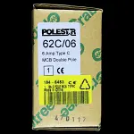 CRABTREE 6 AMP CURVE C 16kA DOUBLE POLE MCB CIRCUIT BREAKER POLESTAR 62C/06