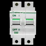 CRABTREE 32 AMP CURVE D 10kA DOUBLE POLE MCB CIRCUIT BREAKER POLESTAR 62D/32